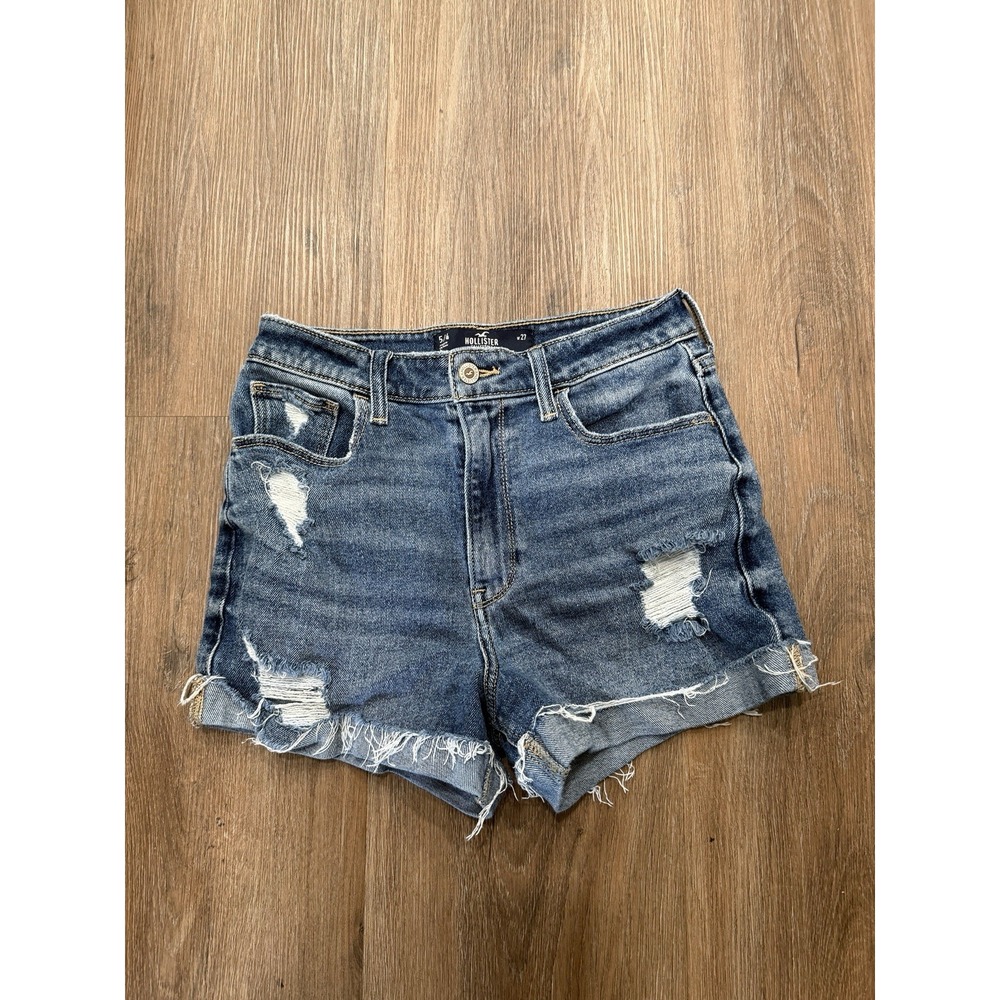 Hollister Shorts Womens 27 Blue High-Rise Short 3 Distressed Denim Cuff Shorts